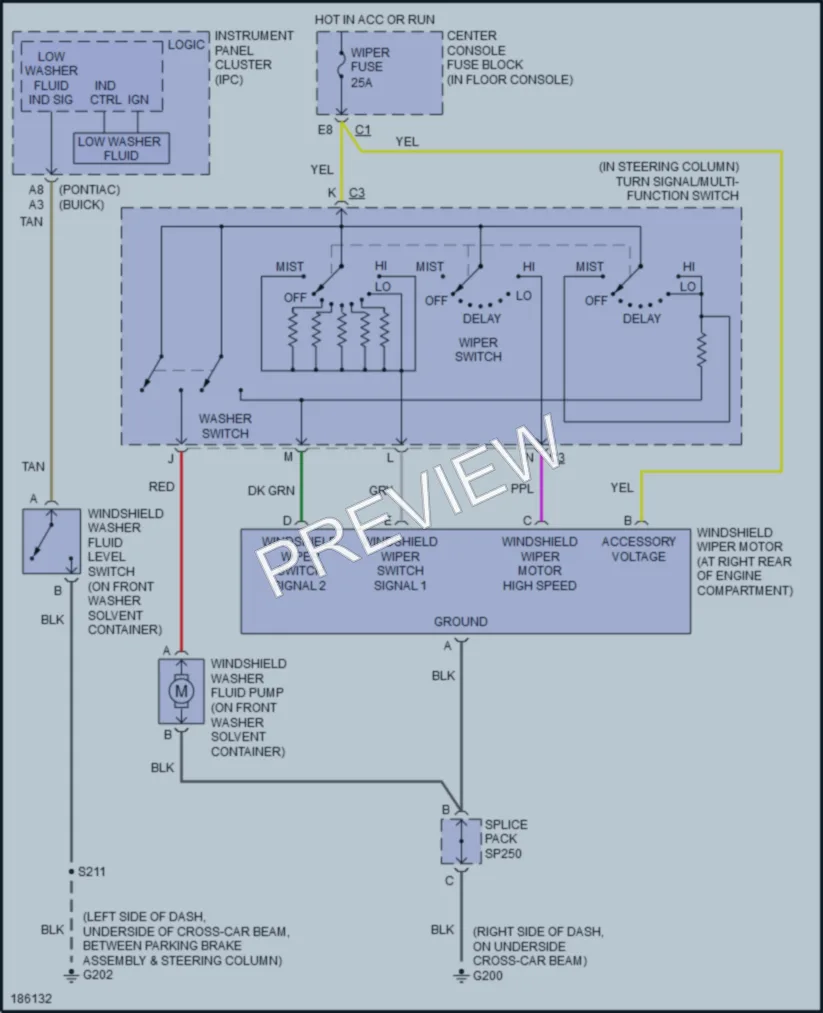 2004 Pontiac Aztek Wiper Washer wiring diagram preview