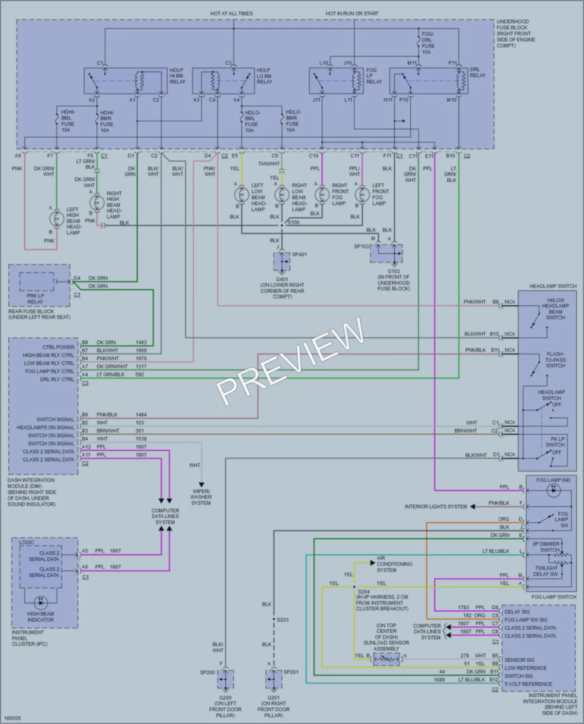 2004 Pontiac Bonneville Headlights wiring diagram preview