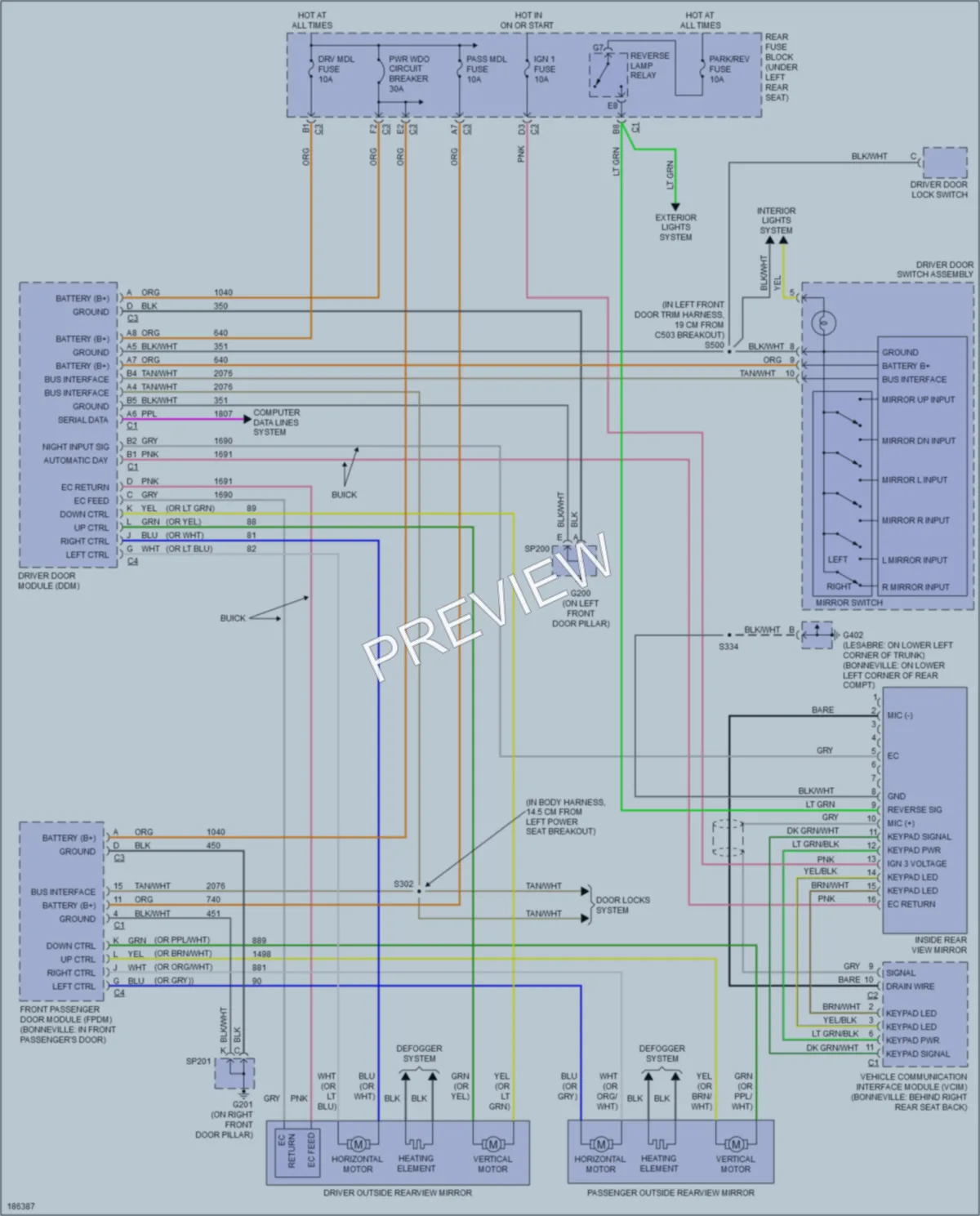 2004 Pontiac Bonneville Power Mirrors wiring diagram preview