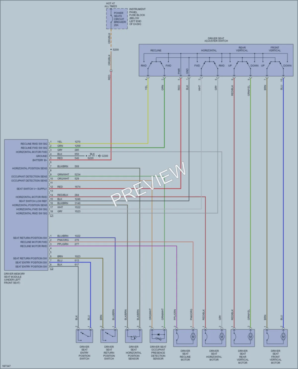 2004 Pontiac GTO Memory Systems wiring diagram preview