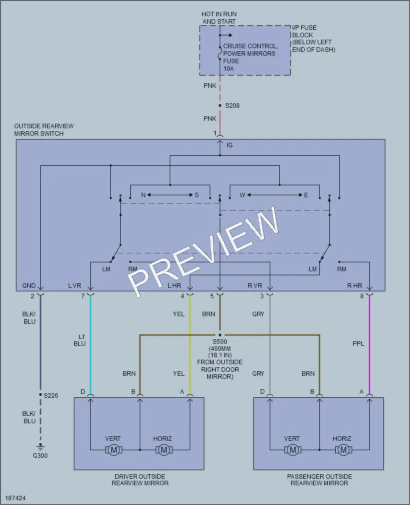 2004 Pontiac GTO Power Mirrors wiring diagram preview