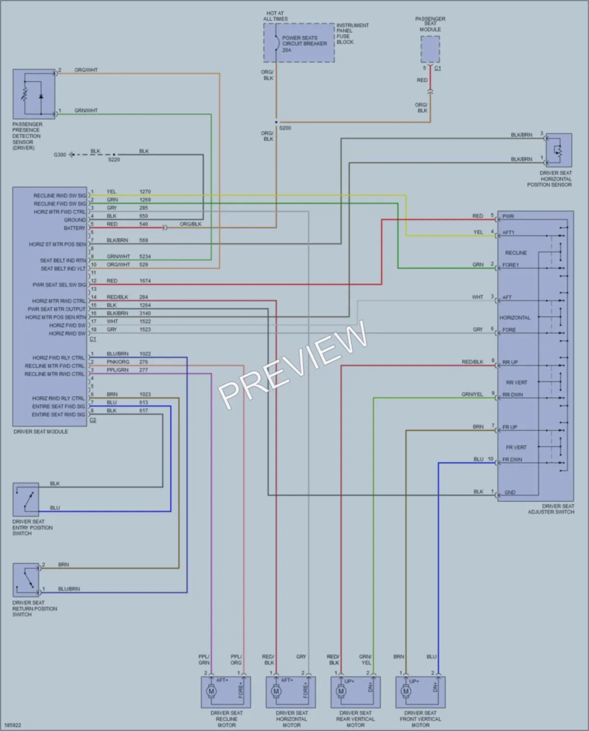 2004 Pontiac GTO Power Seats wiring diagram preview