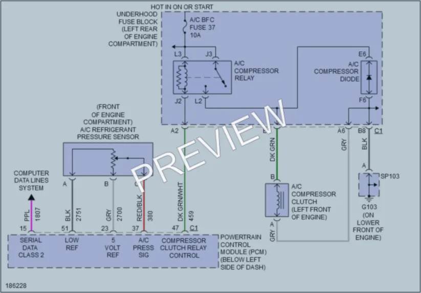 2004 Pontiac GrandAm Air Conditioning wiring diagram preview