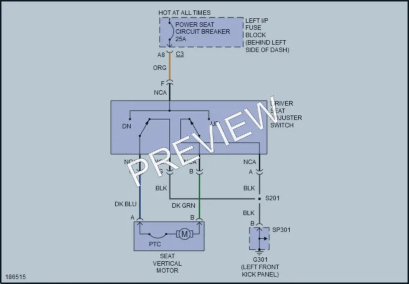 2004 Pontiac GrandAm Power Seats wiring diagram preview