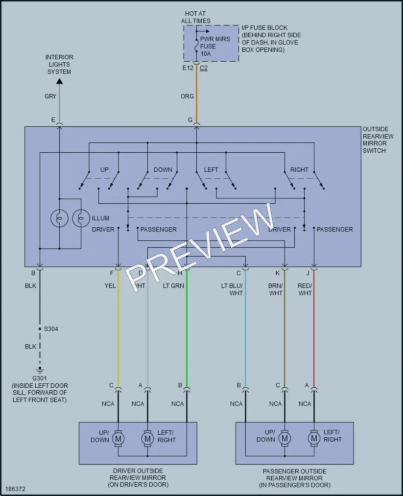 2004 Pontiac GrandPrix Power Mirrors wiring diagram preview