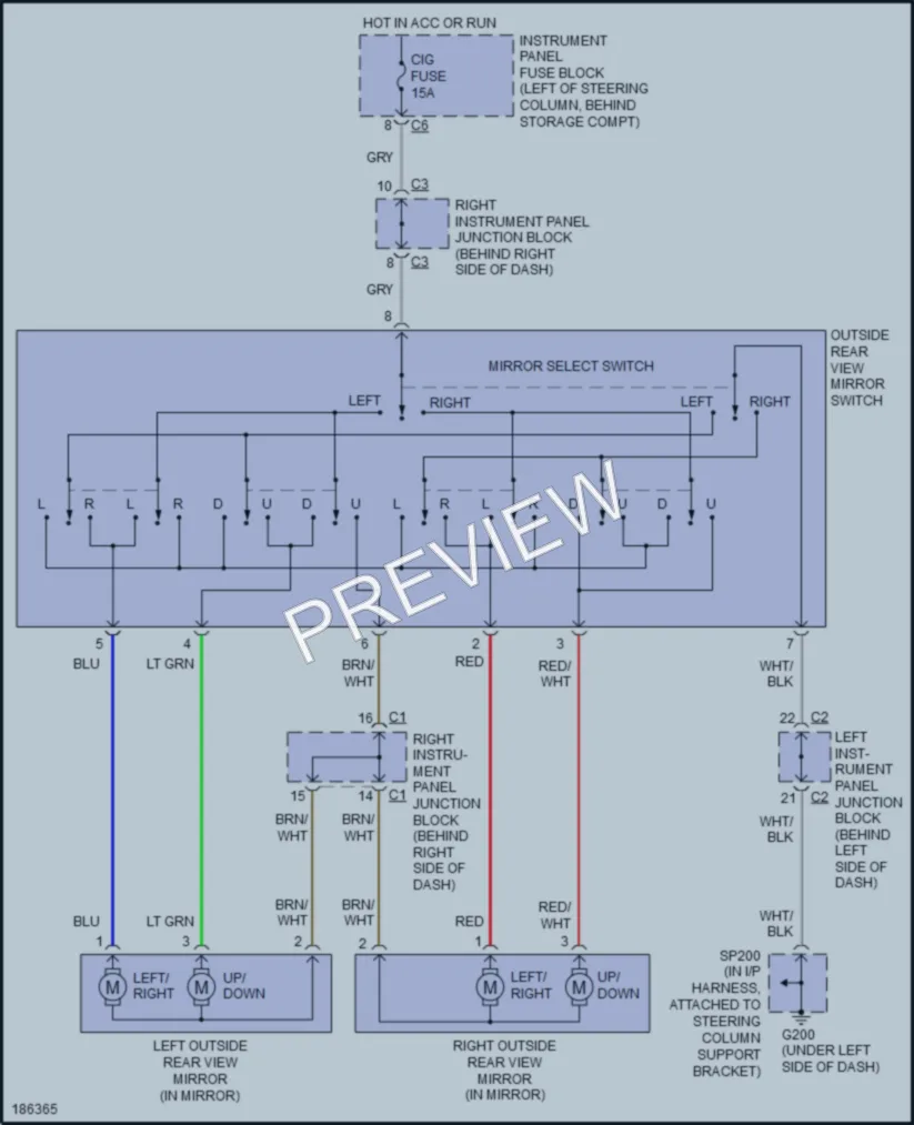 2004 Pontiac Vibe Power Mirrors wiring diagram preview