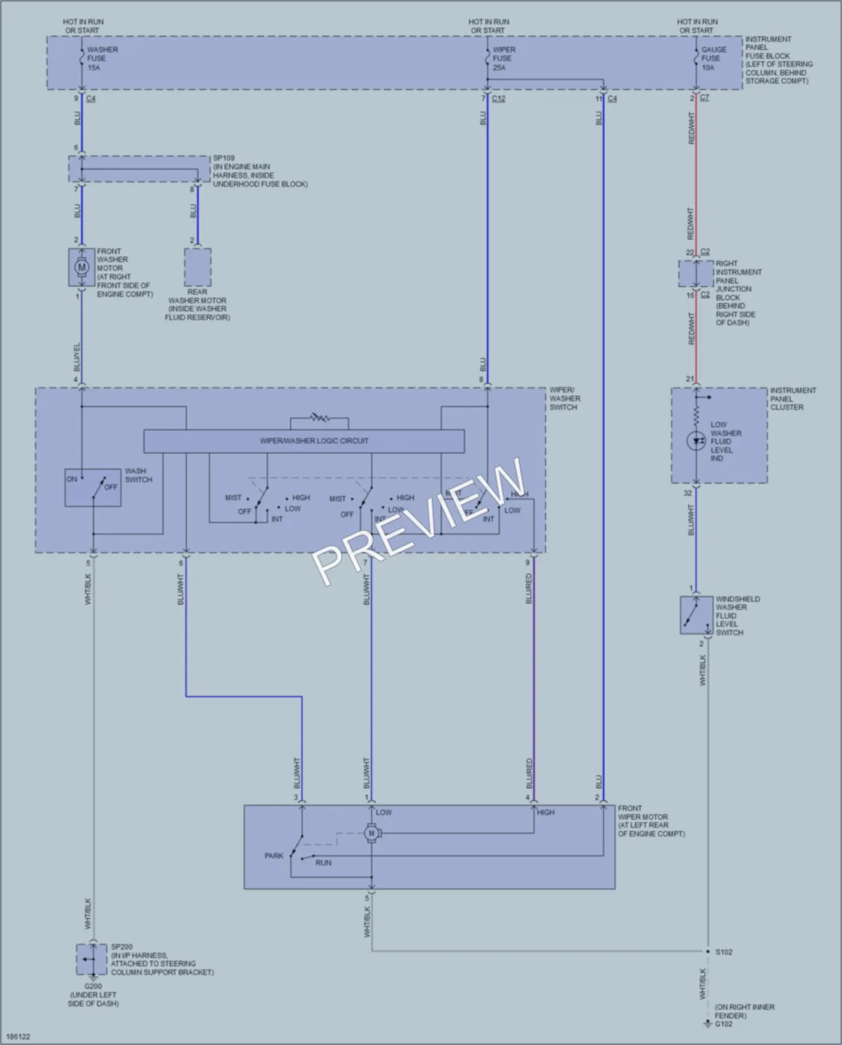 2004 Pontiac Vibe Wiper Washer wiring diagram preview