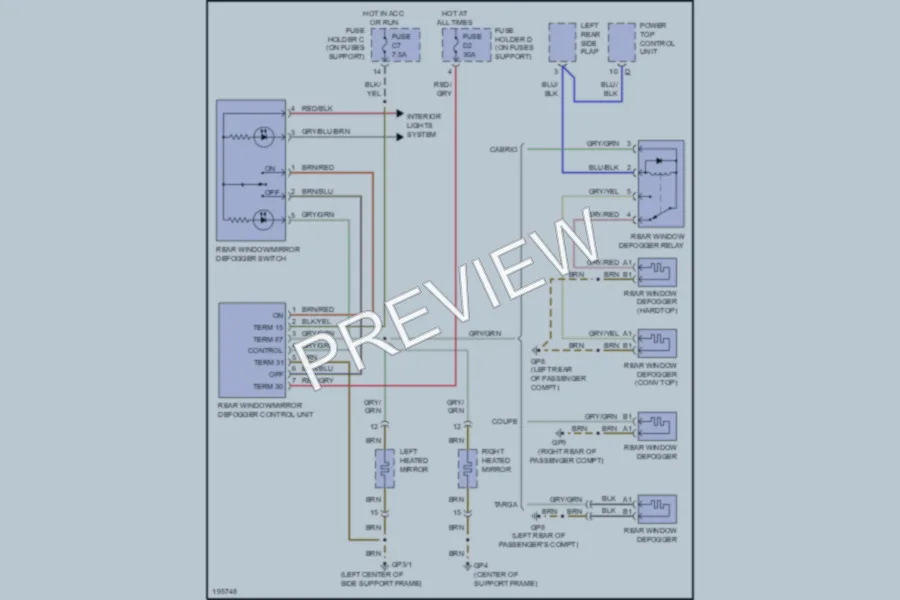 2004 Porsche 911 Defoggers wiring diagram preview