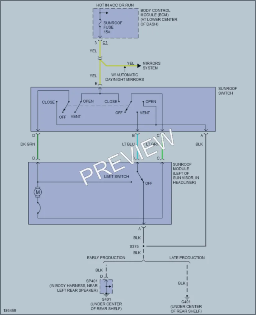 2004 Saturn IONRedLine Power Top Sunroof wiring diagram preview