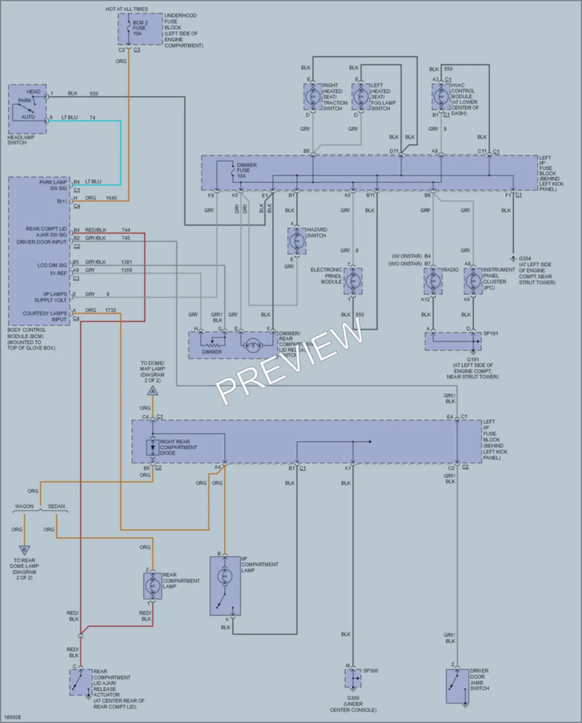 2004 Saturn L3002 Interior Lights wiring diagram preview