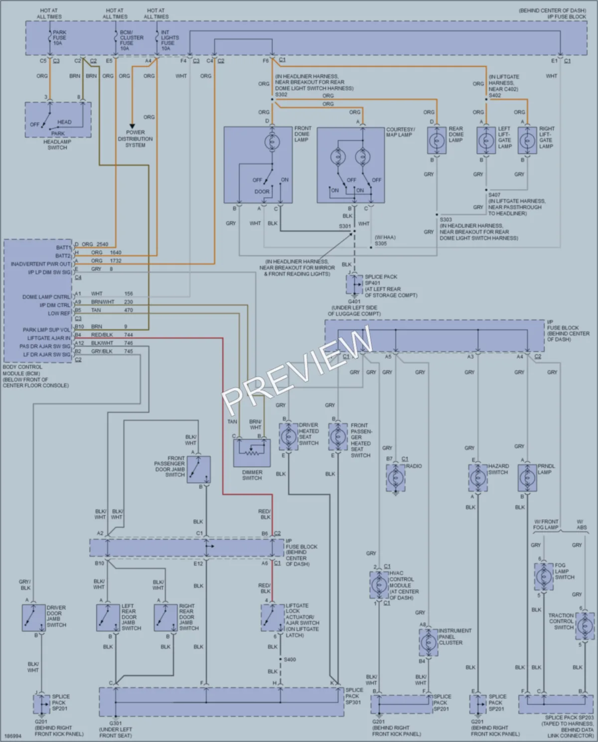 2004 Saturn VUE Interior Lights wiring diagram preview