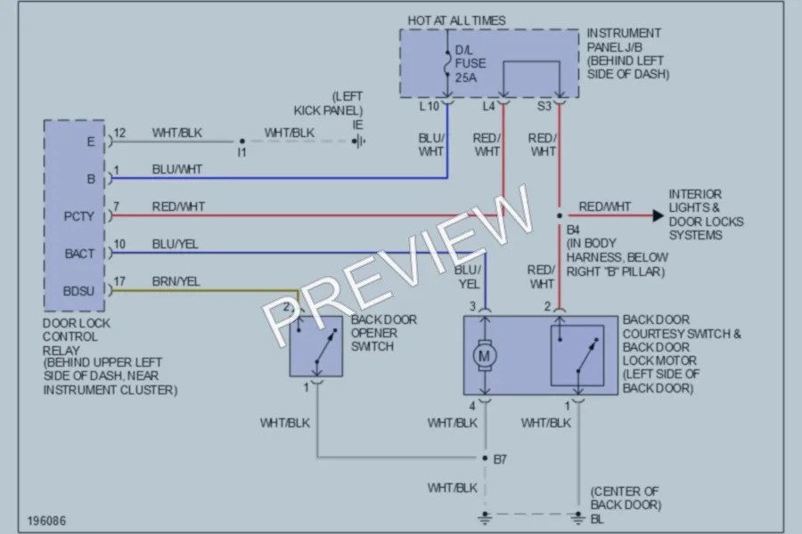 2004 Scion xB Trunk Tailgate Fuel Door wiring diagram preview
