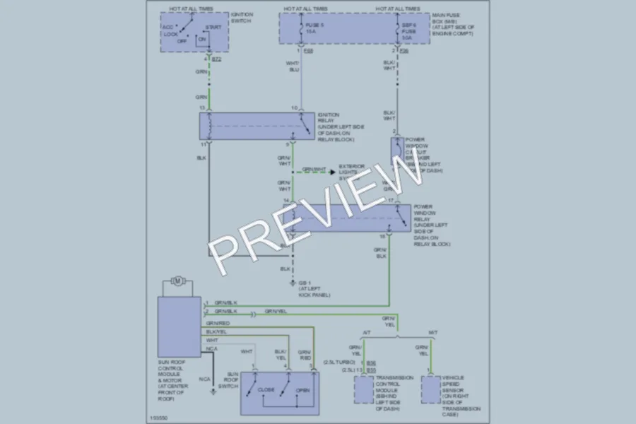 2004 Subaru Forester Power Top Sunroof wiring diagram preview