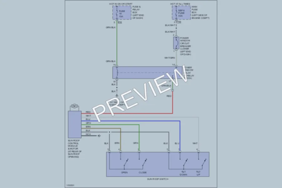 2004 Subaru Legacy Power Top Sunroof wiring diagram preview