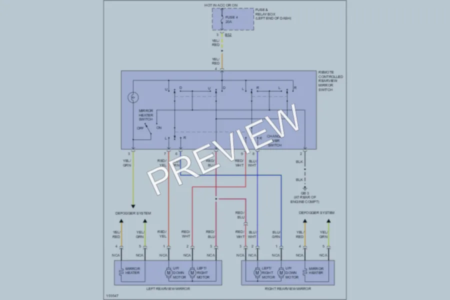 2004 Subaru Outback Power Mirrors wiring diagram preview
