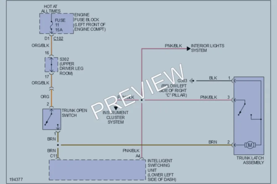 2004 Suzuki Verona Trunk Tailgate Fuel Door wiring diagram preview
