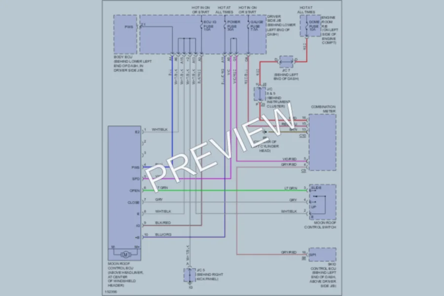 2004 Toyota 4Runner Power Top Sunroof wiring diagram preview