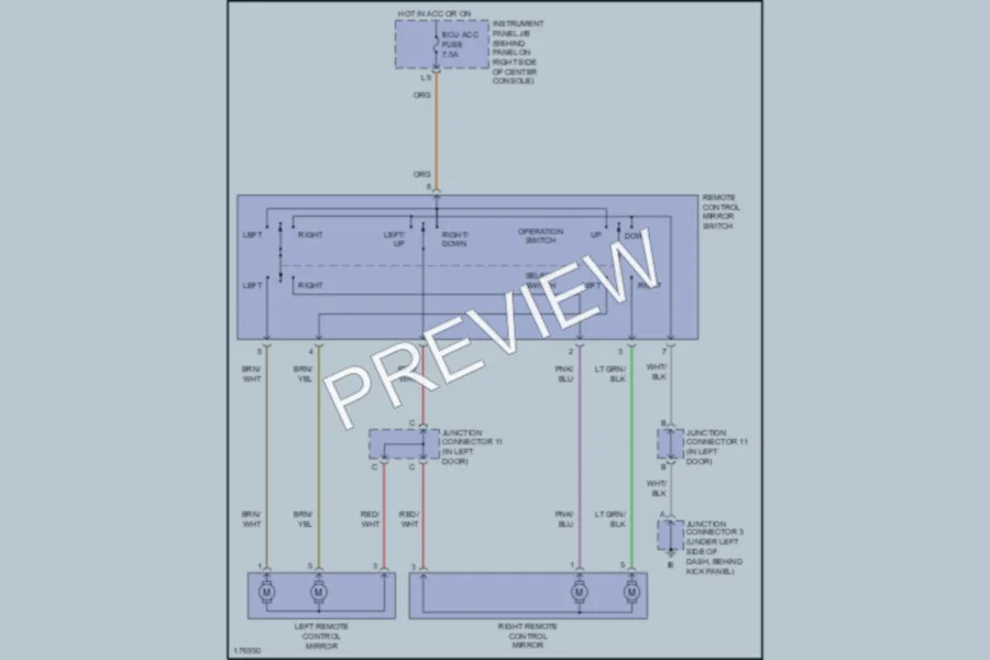 2004 Toyota Celica Power Mirrors wiring diagram preview