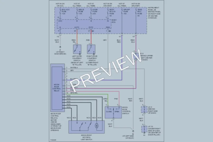 2004 Toyota Celica Power Top Sunroof wiring diagram preview