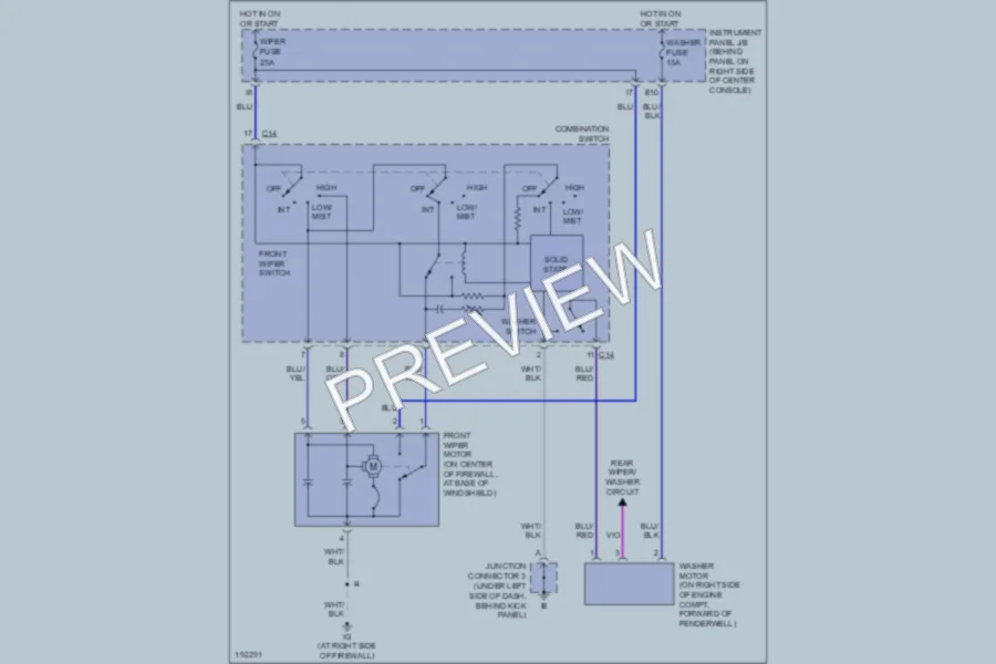 2004 Toyota Celica Wiper Washer wiring diagram preview