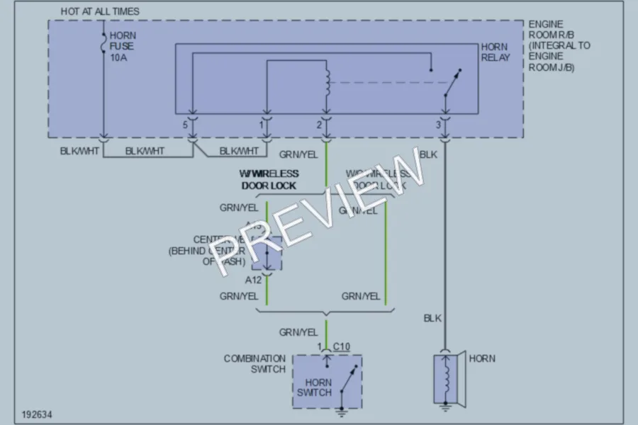 2004 Toyota Corolla Horn wiring diagram preview