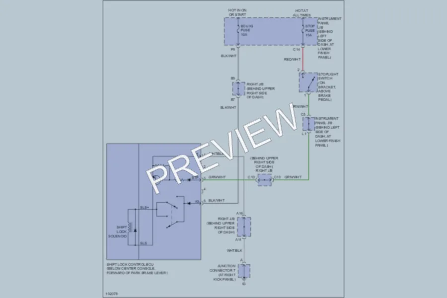 2004 Toyota Corolla Shift Interlock wiring diagram preview