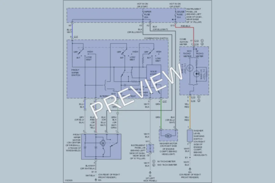 2004 Toyota Echo Wiper Washer wiring diagram preview