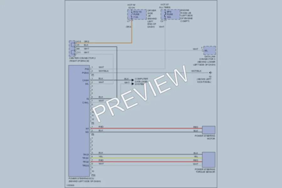 2004 Toyota Prius Electronic Power Steering wiring diagram preview