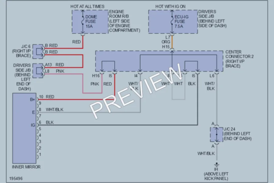 2004 Toyota Prius Power Mirrors wiring diagram preview
