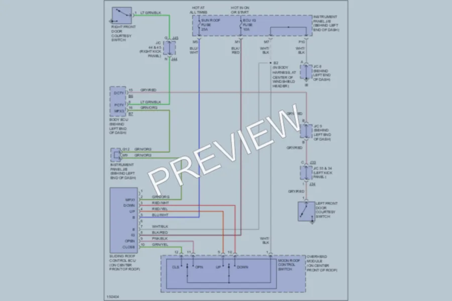 2004 Toyota Sequoia Power Top Sunroof wiring diagram preview