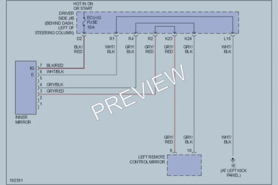 2004 Toyota Sienna Power Mirrors wiring diagram preview