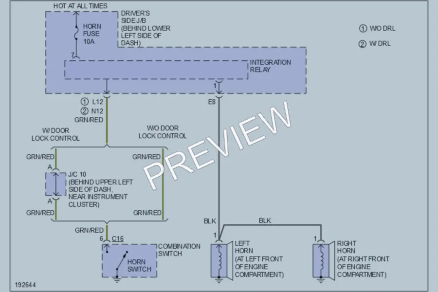 2004 Toyota Tundra Horn wiring diagram preview