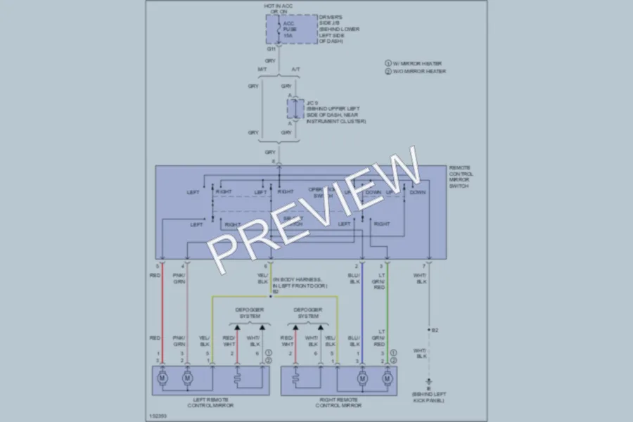 2004 Toyota Tundra Power Mirrors wiring diagram preview