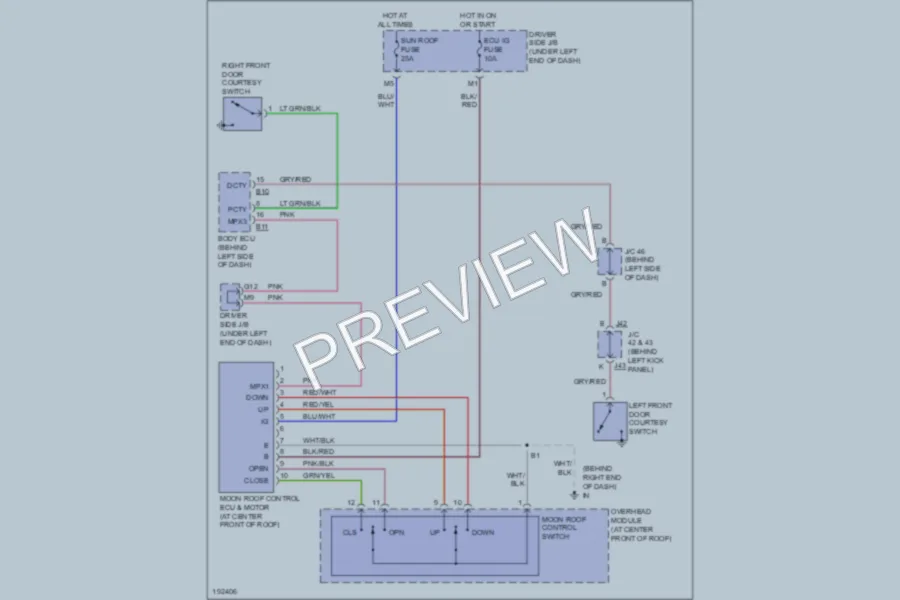 2004 Toyota Tundra Power Top Sunroof wiring diagram preview