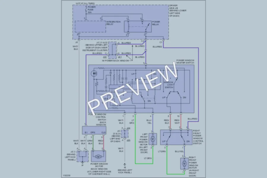 2004 Toyota Tundra Power Windows wiring diagram preview