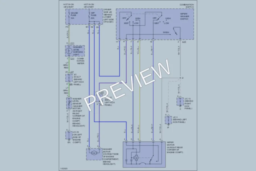 2004 Toyota Tundra Wiper Washer wiring diagram preview