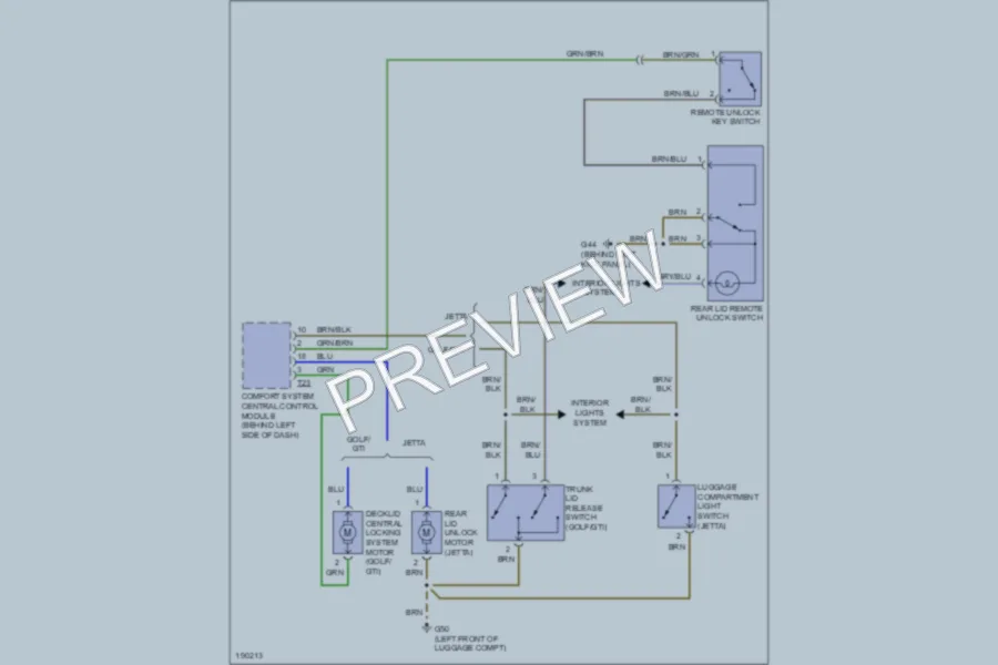 2004 Volkswagen Jetta Trunk Tailgate Fuel Door wiring diagram preview