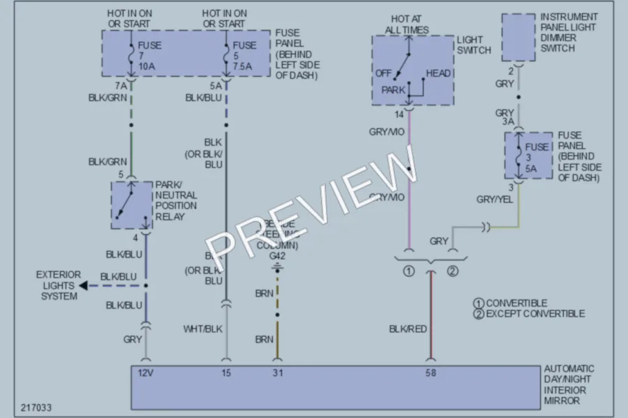 2004 Volkswagen NewBeetle Power Mirrors wiring diagram preview