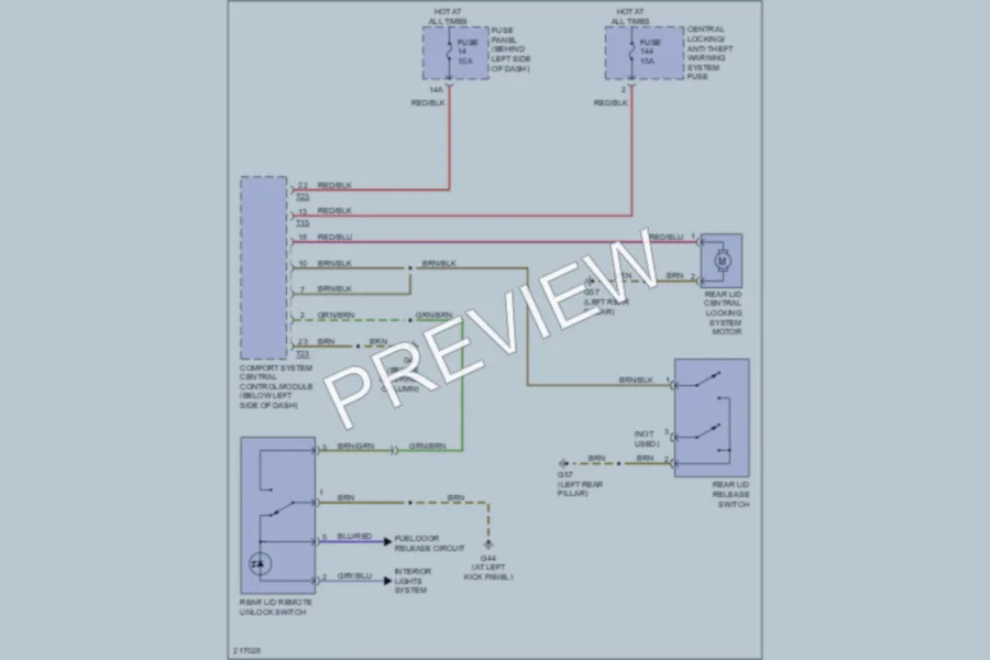 2004 Volkswagen NewBeetle Trunk Tailgate Fuel Door wiring diagram preview