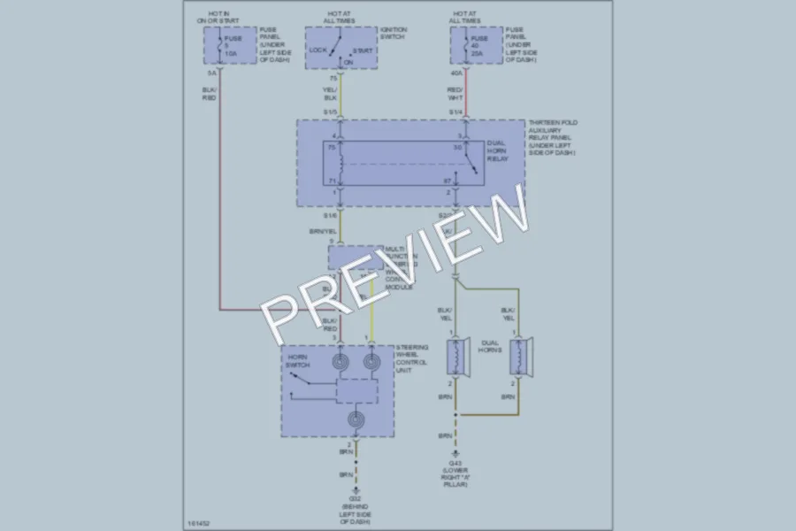 2004 Volkswagen Passat Horn wiring diagram preview