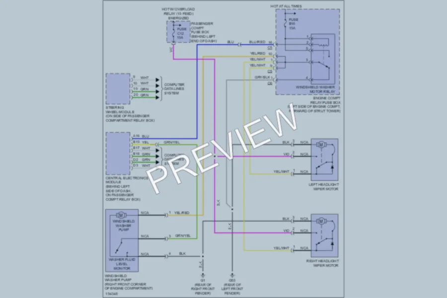 2004 Volvo S60 Wiper Washer wiring diagram preview