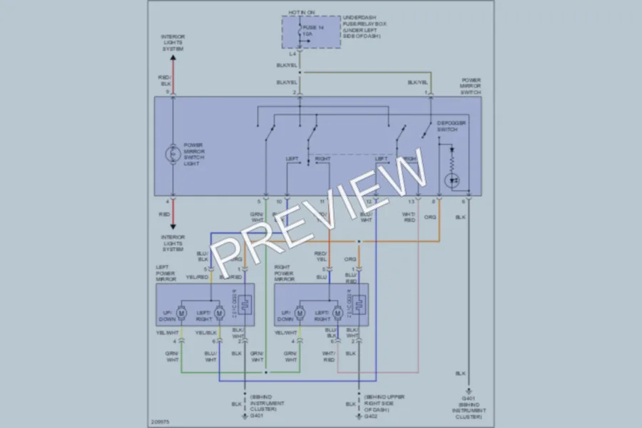 2005 Acura RSX Power Mirrors wiring diagram preview