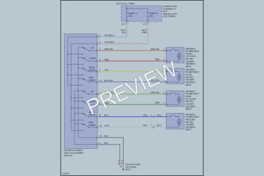 2005 Acura TSX Power Seats wiring diagram preview