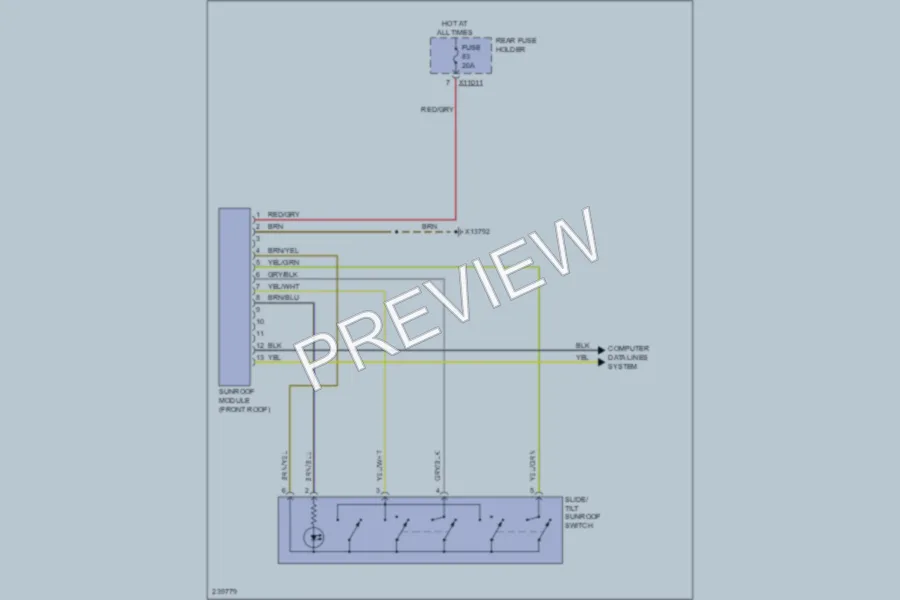 2005 BMW 525i Power Top Sunroof wiring diagram preview