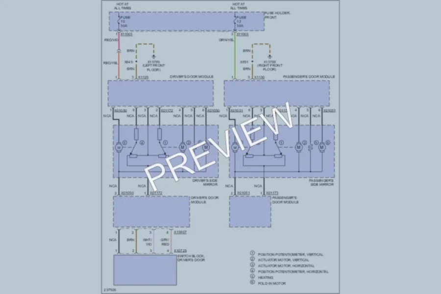 2005 BMW 545i Power Mirrors wiring diagram preview