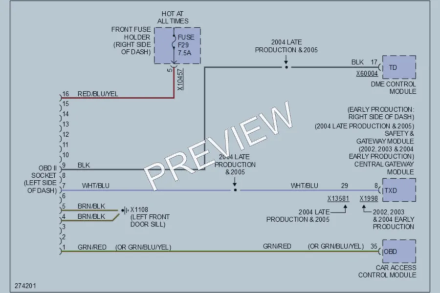 2005 BMW 745i Computer Data Lines wiring diagram preview