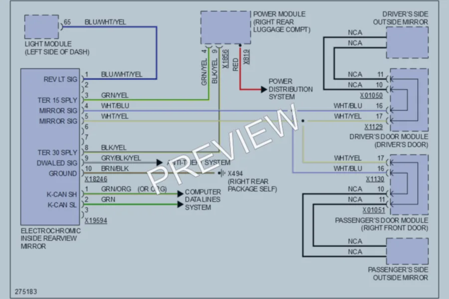 2005 BMW 760i Power Mirrors wiring diagram preview