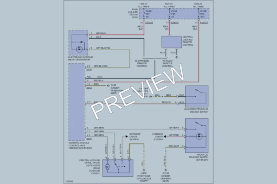 2005 BMW M3 Trunk Tailgate Fuel Door wiring diagram preview