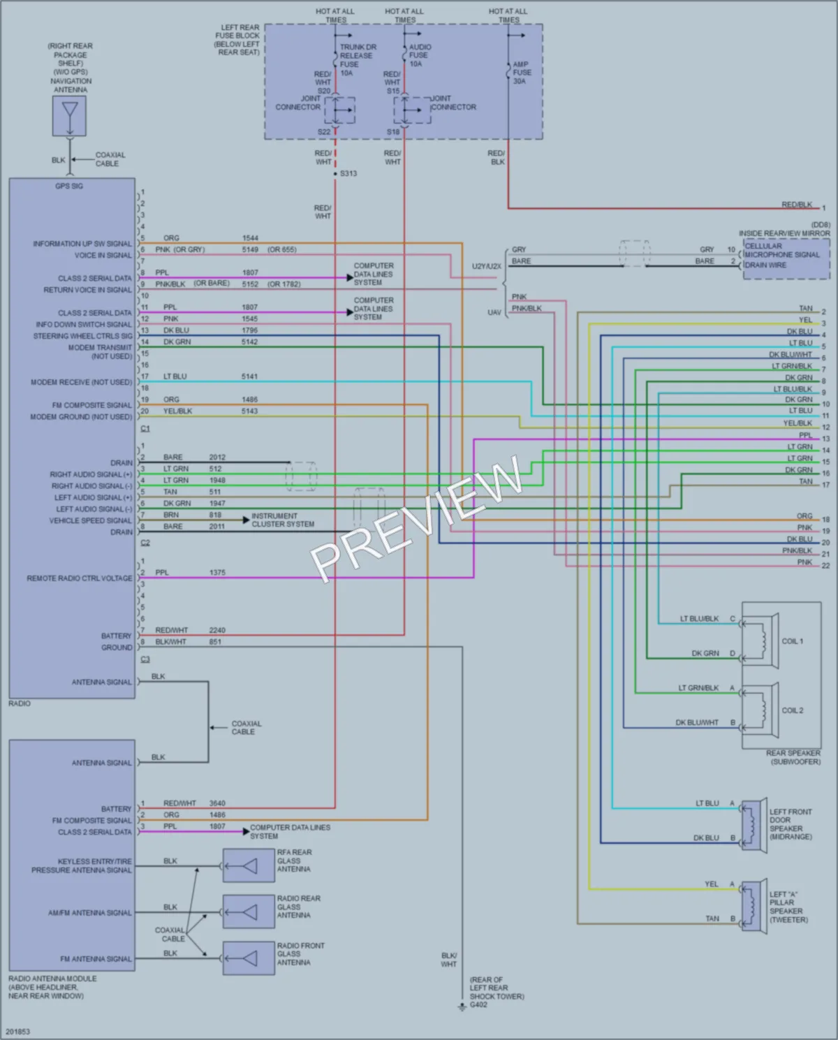 2005 Cadillac CTSV Radio wiring diagram preview