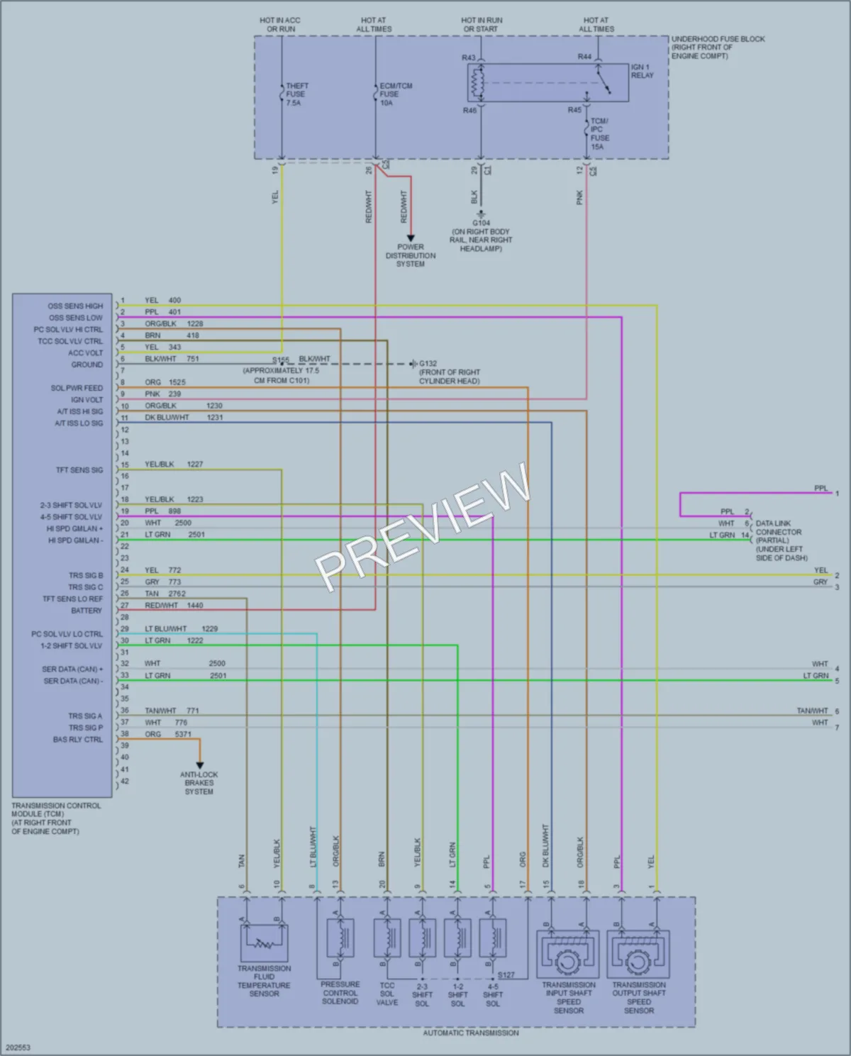 2005 Cadillac CTSV Transmission wiring diagram preview